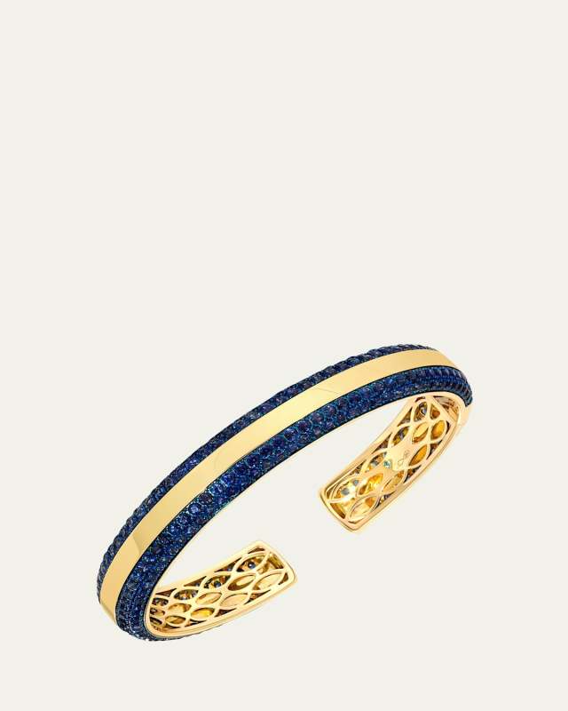 18K Yellow Gold Blue Sapphire Bangle Bracelet